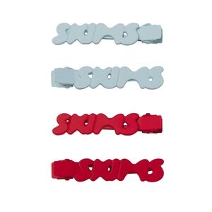 frost & cranberry SKIMS matte logo no-crease hair clip 4-pack (limited edition)
